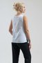 Women's White V-Neck Pleated Detailed Sleeveless Cotton T-Shirt - 5