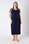 Women's Plus Size Viscose Nightgown Short Sleeve Lace Detailed Comfortable Fit - 2