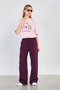 Women's Belted Loose-Fit Trousers - Plum - 4