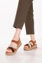 Women's Genuine Leather Thick Soled Daily Sandals Iz.5709 Tan Suede - 5