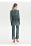 Blue Color Gradient Knitwear Cardigan with Stoned Buttons - 5