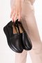 Genuine Leather Women's Laser Perforated Daily Casual Comfortable Orthopedic Shoes Elnr.1816 Black - 2