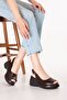 Genuine Leather Platform Sole Sandals Pkr.64003 Brown - 6