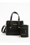 Women's Faux Leather Shoulder Bag and Combination Wallet Set