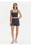 Sparkly Navy Blue Knitwear Shorts - 2