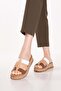 Women's Genuine Leather Thick Soled Daily Slippers Iz.5706 Nut