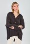 Women's Single Pocket V-Neck Shirt - Bitter Brown - 2