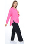 Girl's Shirt Hooded Button Closure Shirt Aerobin Fabric Pink Color Seasonal Two-Piece Set - 4