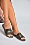 Y291873003 Brown Genuine Leather Women's Slippers - 3