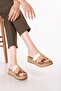 Women's Genuine Leather Thick Soled Daily Slippers Iz.5706 Nut - 5