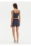 Sparkly Navy Blue Knitwear Shorts - 4