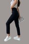 Women's Black Mom Jeans High Waist Stretchy Waist Lycra Denim Trousers