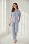 Women's Striped Pyjama Set with Contrast Piping