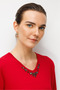 Women's V-Neck Collar Embroidered Combed Cotton T-Shirt Red - 2