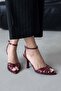 Cielo Women's Heeled Patent Leather Sandals Claret Red