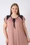 Women's Plus Size Viscose Nightgown Short Sleeve Lace Detailed Comfortable Fit - 3