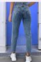 Women's Snow Wash Denim Mom Jeans Stretchy Lycra High Waist Pants - 3