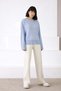 Women's Blue 100% Cashmere Crew Neck Soft Textured Knitwear Sweater Stylish - 3
