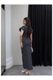 Polka Dot Waist Gathered Denim Dress - 5