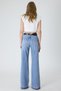 Women's Blue Flare Jean Pants – High Waist Spanish Flare Lycra Stretch Denim Cut-Off Leg - 5