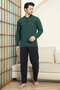 Men's 100% Cotton Pajama Set-Robe and 3 Buttons-12489