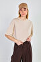 Women's crew neck oversized t-shirt - stone - 3