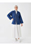 Pocket Detailed Row-Stitched Denim Jacket - Navy Blue - 2