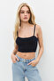 Square Neck Thin Strap Basic Crop Top - 4