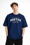 Boston - Printed Oversize T-Shirt Navy Blue - 4