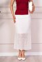 Lace Detailed Lined Midi White Skirt - 3