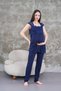 New Season Navy Blue Maternity Summer Elegant Lace Design Buttoned Dressing Gown Pajama Set - 6