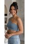 Single Shoulder 10-Piece Mixed Color Pack Crop Bustier Fit Camisole Women's Gathering Lycra Daily Sport - 7