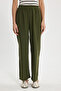 Women's Relax Fit Comfortable Cut Khaki Trousers with Elastic Waist