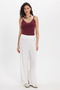 Women's relaxed fit white trousers with elastic waistband - 4