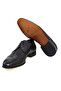 Black Color Lace-Up Genuine Leather Men's Shoes - 3