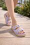 Pastel Gold Gold Buckle Detail High Sole Women's Slipper Beach Sand Beach Pool Slipper - 6