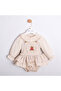 Bear Embroidered Baby Girl Romper Jumpsuit