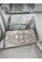 Elegant Embroidered Cream Handmade Clutch Bag – Evening Dress Event Bag with Silver Handle - 3