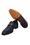 Dark Blue Color Laceless Genuine Leather Men's Shoes - 3