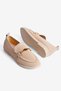 Women's Knitwear Loafer Ballet Flats with Gold Detail Ares Beige - 3