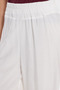 Women's relaxed fit white trousers with elastic waistband - 5