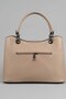 Women's Beige Shoulder Bag - Handbag with Knitted Pattern and Anthracite Detail - 2