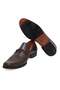 Brown Laceless Genuine Leather Men's Shoes - 3