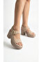 Side Buckle, Closed Side, Women's High Padded Heel Slippers, Sandals, Shoes