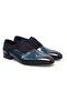 Dark Blue Color Lace-Up Genuine Leather Leather Sole Men's Shoes