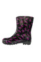 Women's Purple-Black Patterned Short Garden Rain Boots Emek036-97 - 2