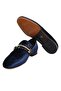 Dark Blue Color Laceless Velvet Men's Shoes - 3