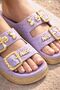 Pastel Gold Gold Buckle Detail High Sole Women's Slipper Beach Sand Beach Pool Slipper - 3