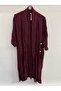 Women's Burgundy Italian Skirt with Button Slit, Long Oversized Linen Kaftan, Sizes 38 - 46