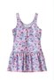 Pink Patterned Children's Swimsuit with Fır Fır Detail and Skirted Short Tights - 3